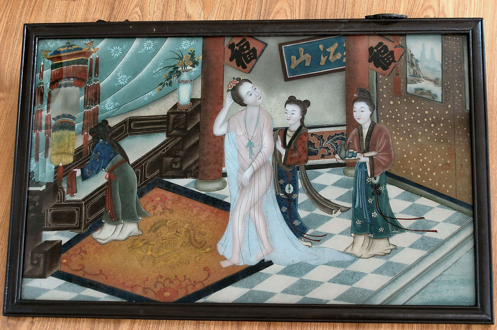 008 清代玻璃反绘画 82 X 52.5 CM