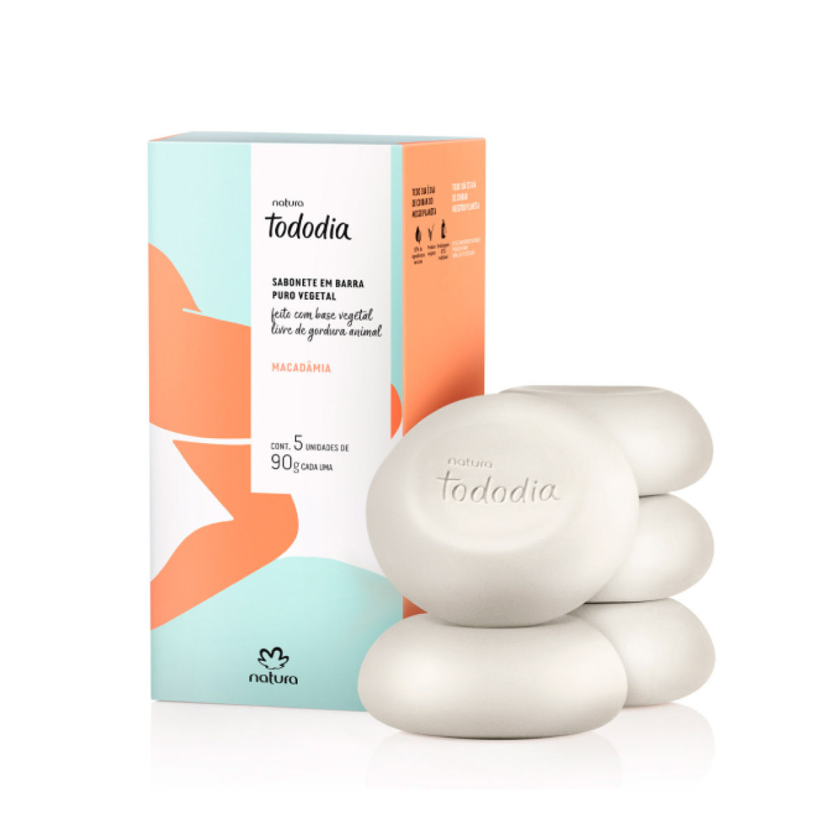Sabonete em Barra Puro Vegetal Tododia Macadâmia 5 un de 90 g cada