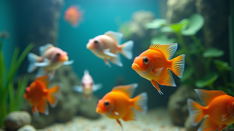 Close-up view of a clean and vibrant home aquarium with colorful fish