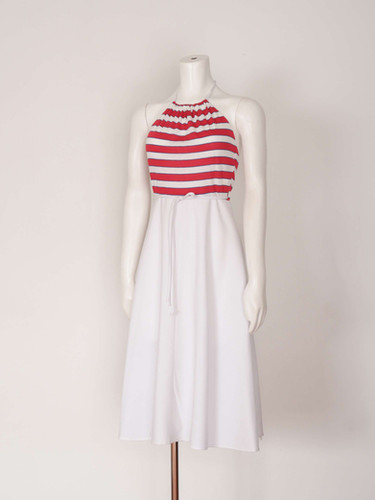 strapless open back dress Vertical Stripe Tank Mini Dress