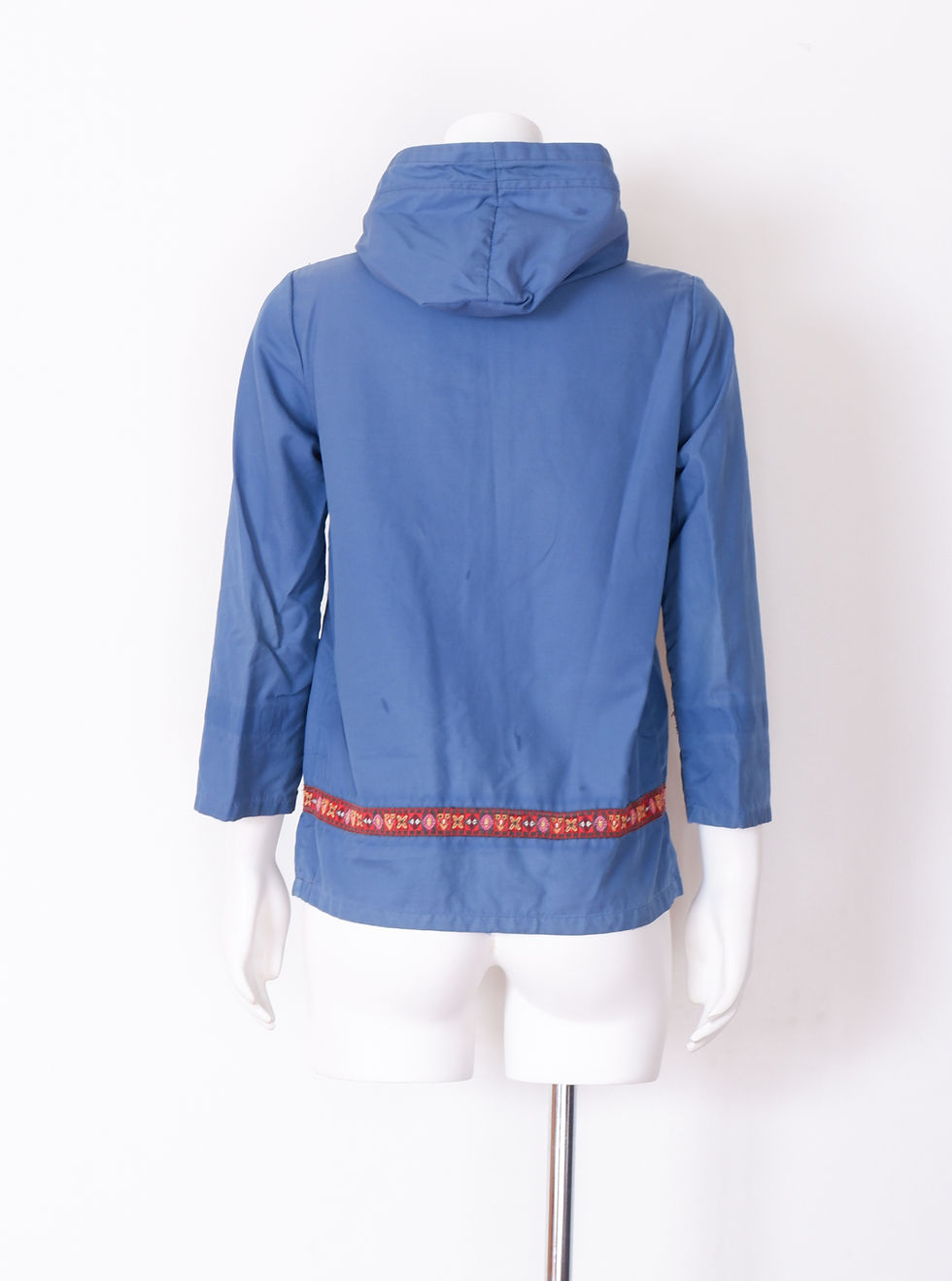 Thumbnail: Vintage Blue Hooded Windbreaker with Trim - S