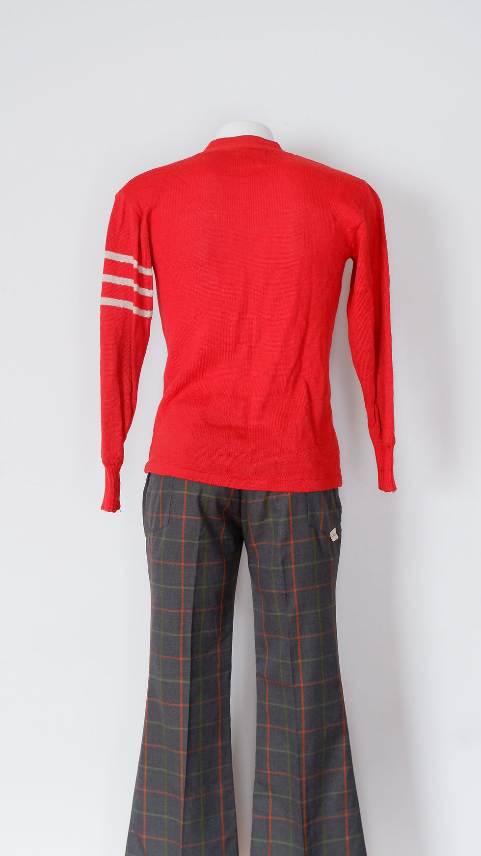 Thumbnail: 1960s Red Knit Varsity Sweater - Small Vintage Button Up Cardigan