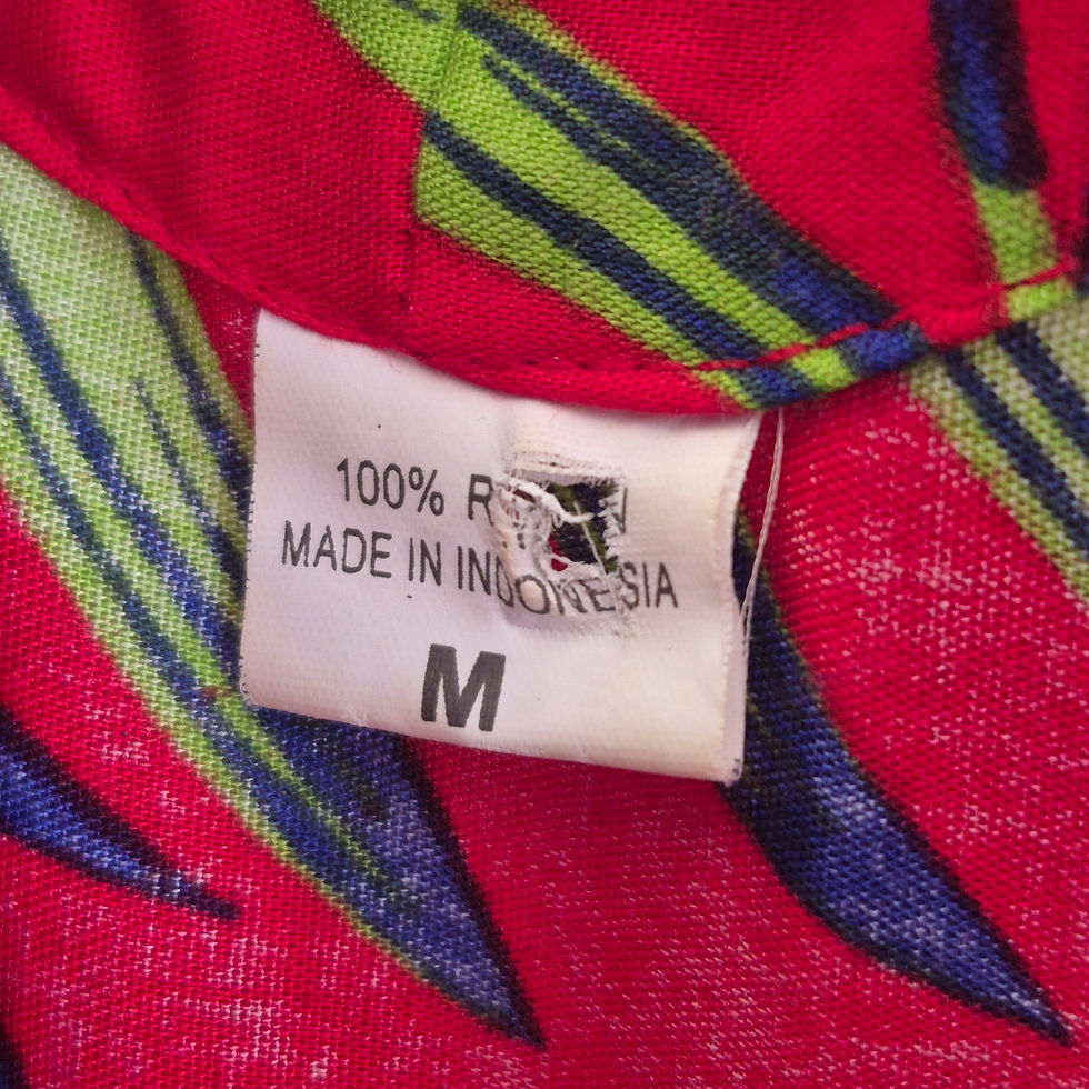 Thumbnail: Vintage Red Floral Rayon Dress - Large, Tropical Print