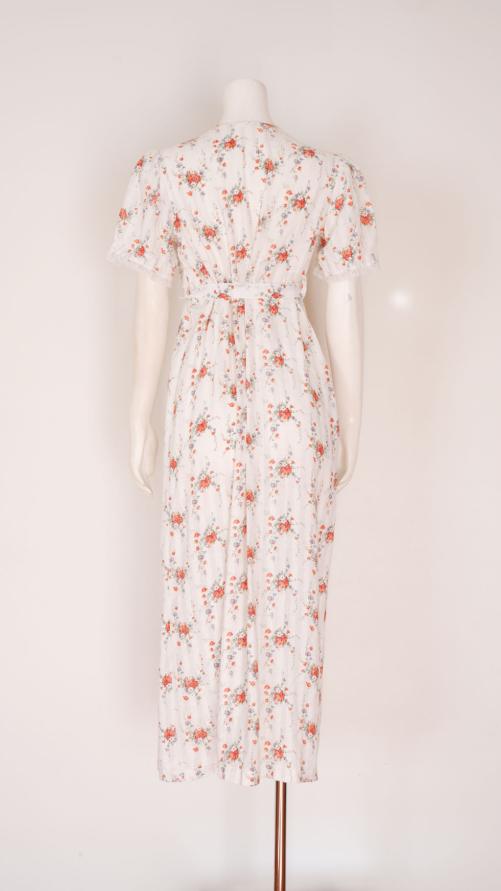 Thumbnail: 1970s Floral Night Gown - Medium Vintage Prairie Dress with Tie Waist