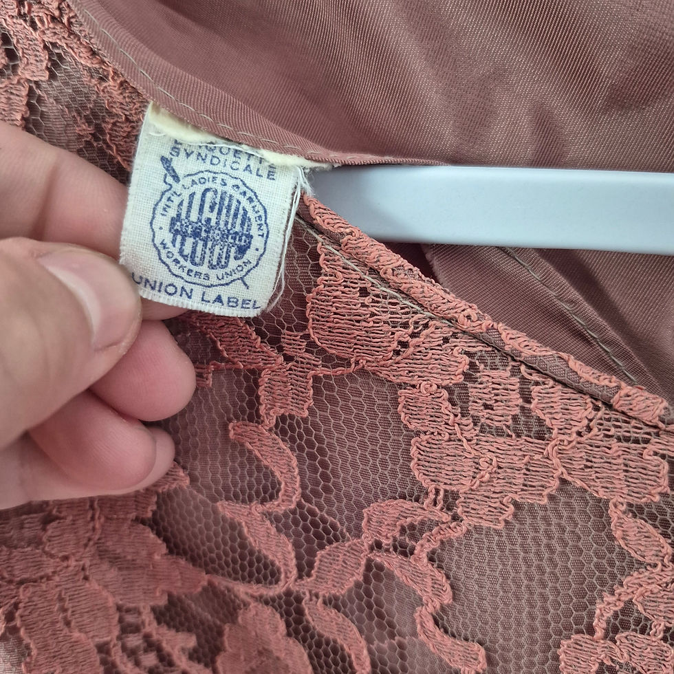 Thumbnail: 1950s Pink Lace Dress - Large, 3/4 Sleeve