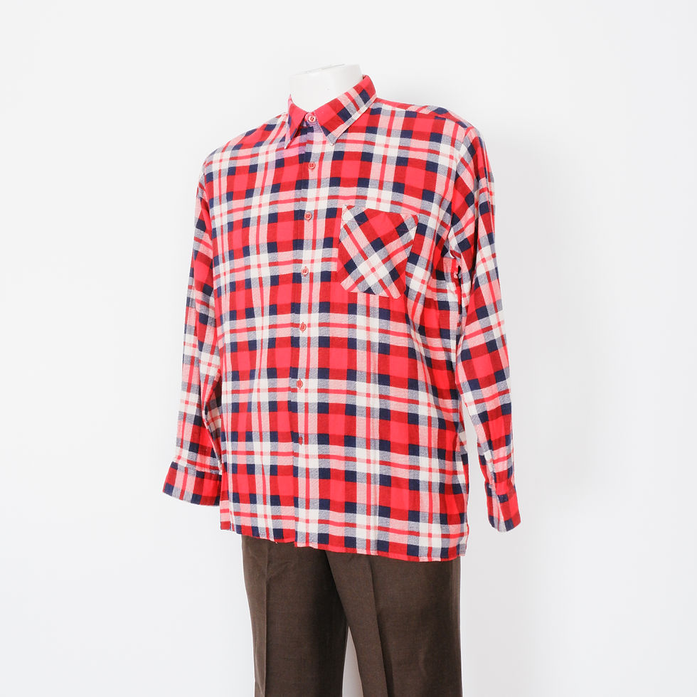 Vintage 1970s Red Checker Shirt by Lord George - Large, Cotton Button Up
