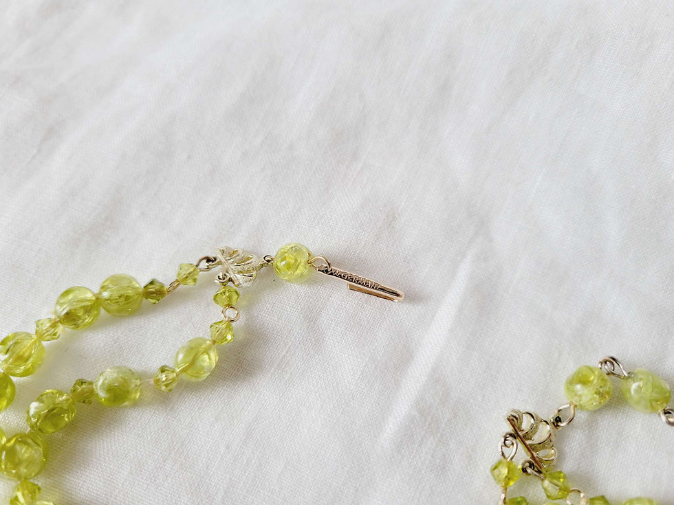 Thumbnail: Vintage West Germany Double Strand Green Bead Necklace
