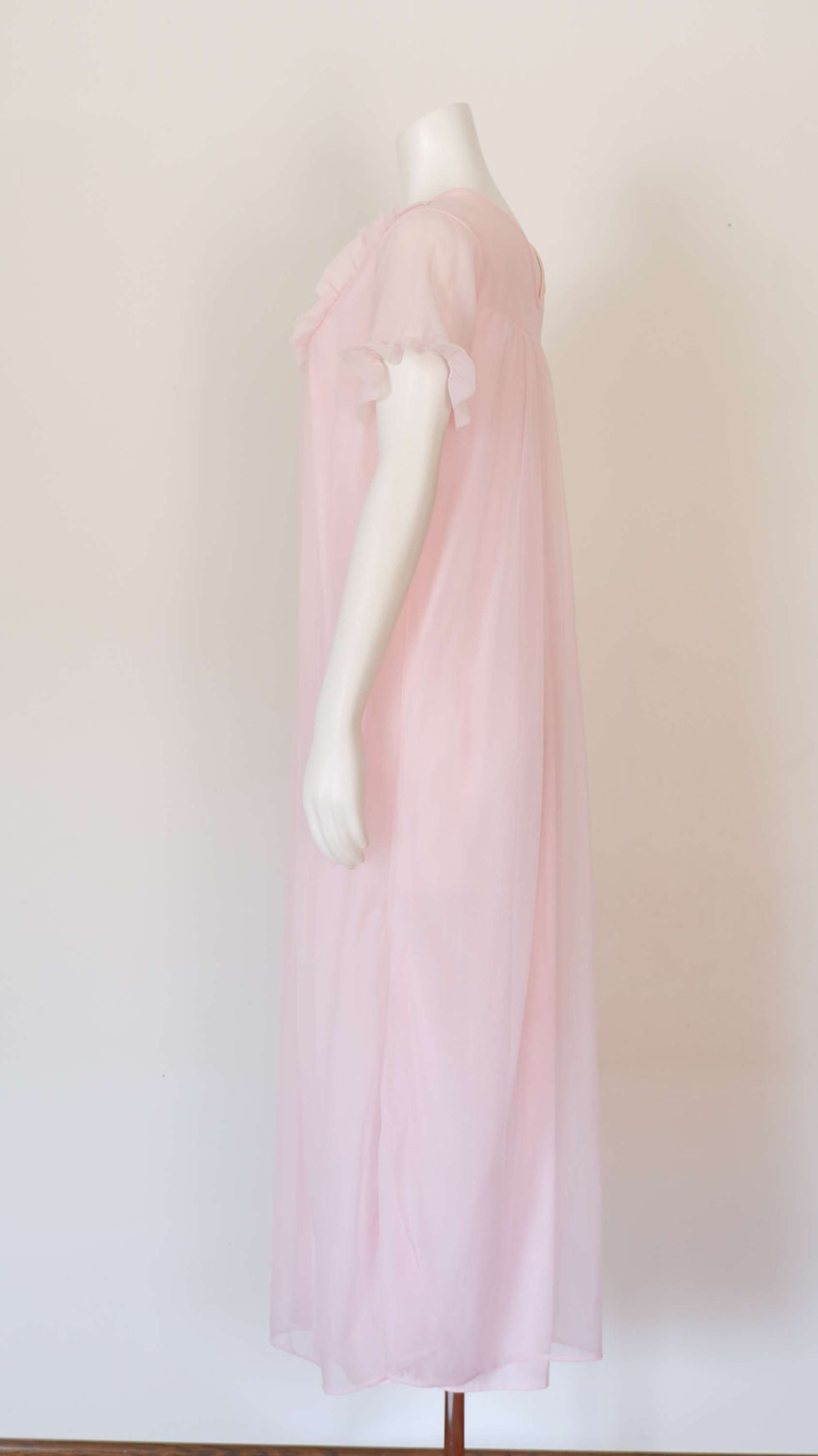 Thumbnail: 1960s Pink Nylon Nightgown - Medium Vintage Sheer Floor Length Lingerie Dress