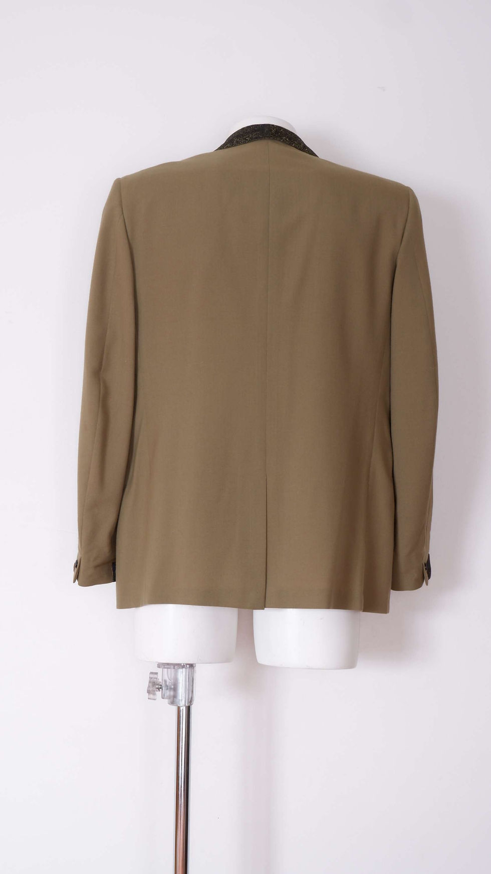 Thumbnail: 1970s Green Suit Jacket with Printed Collar - S/M