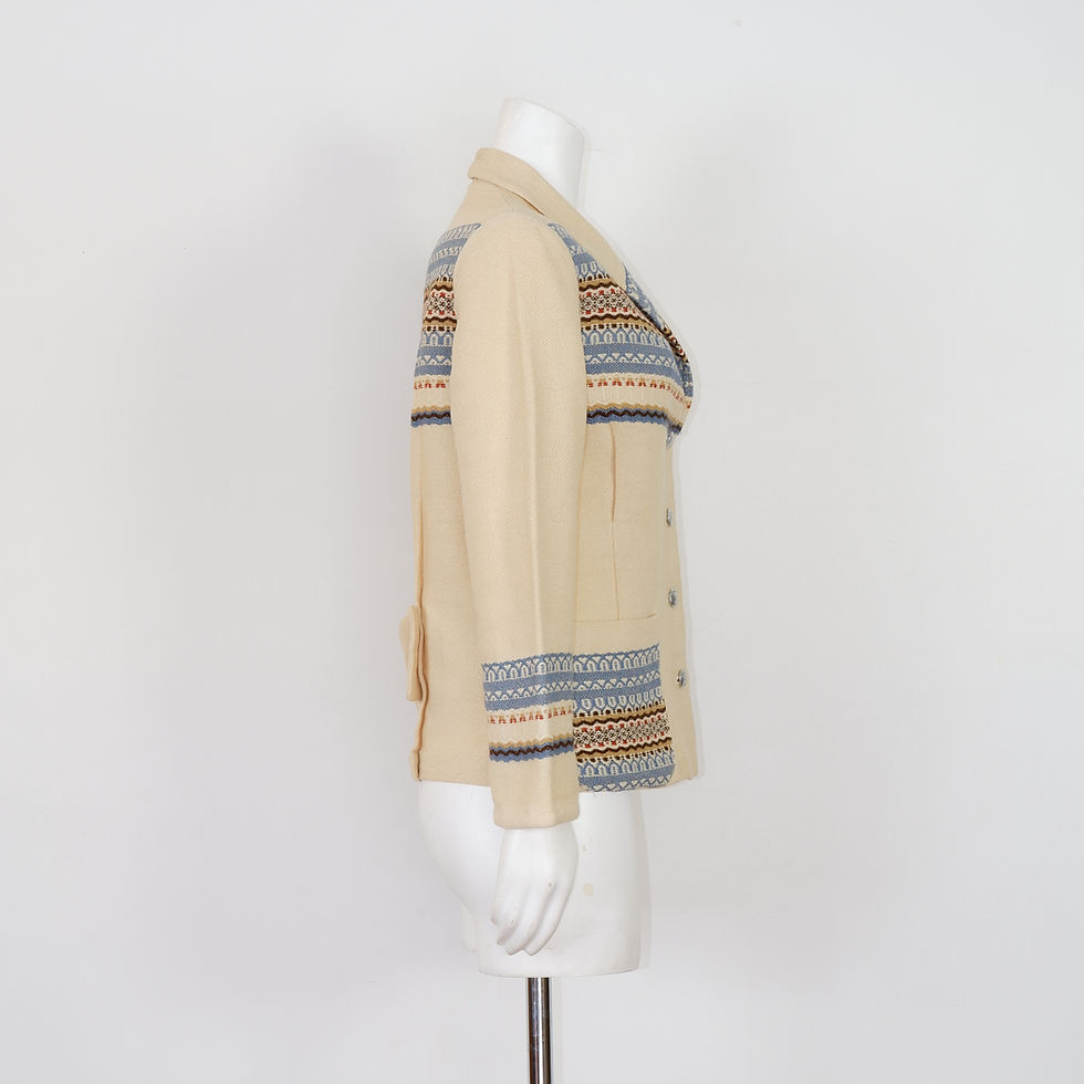 Thumbnail: Vintage Norwegian Wool Cardigan - Medium Cream Yellow Metal Button Sweater