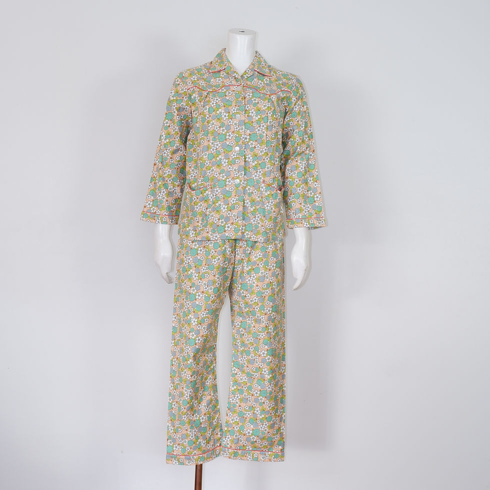 Vintage Floral Pajama Set - Small 1970s Sleep Pant and Top