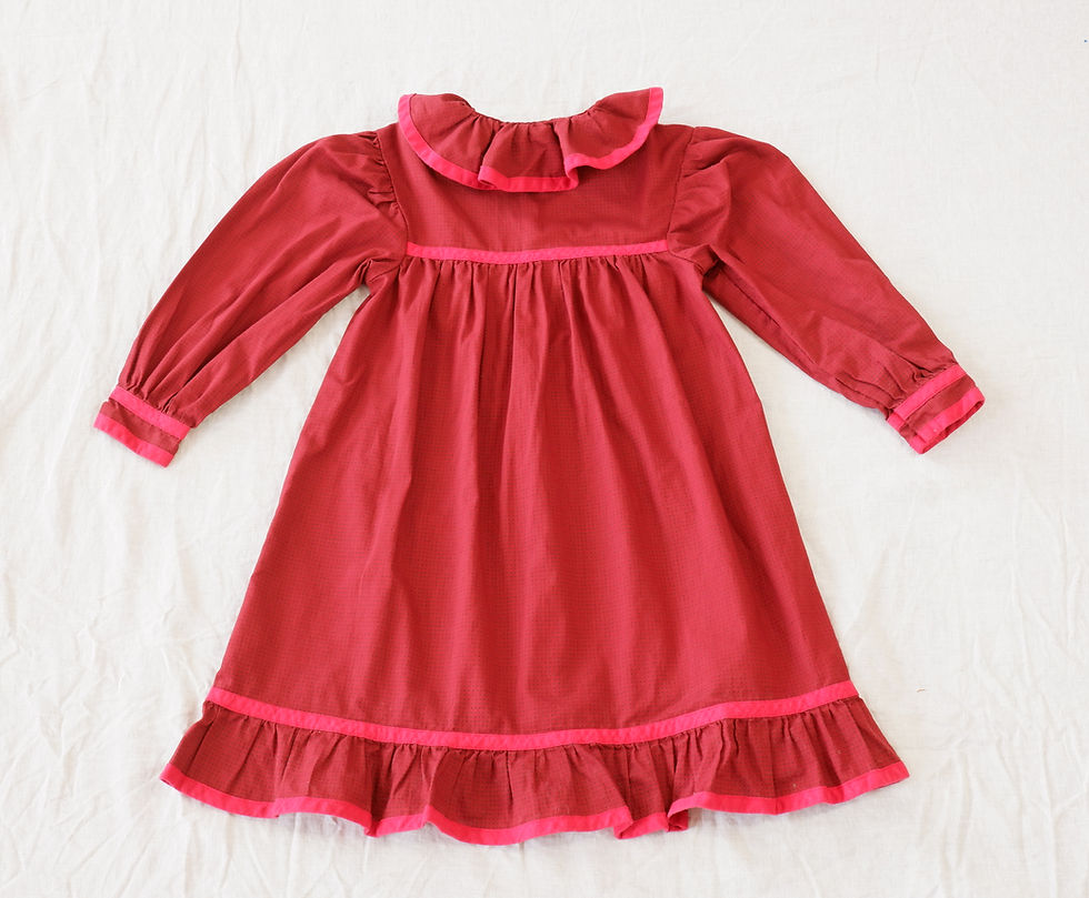 1970s Girls Red Polka Dot Ruffle Dress - 4