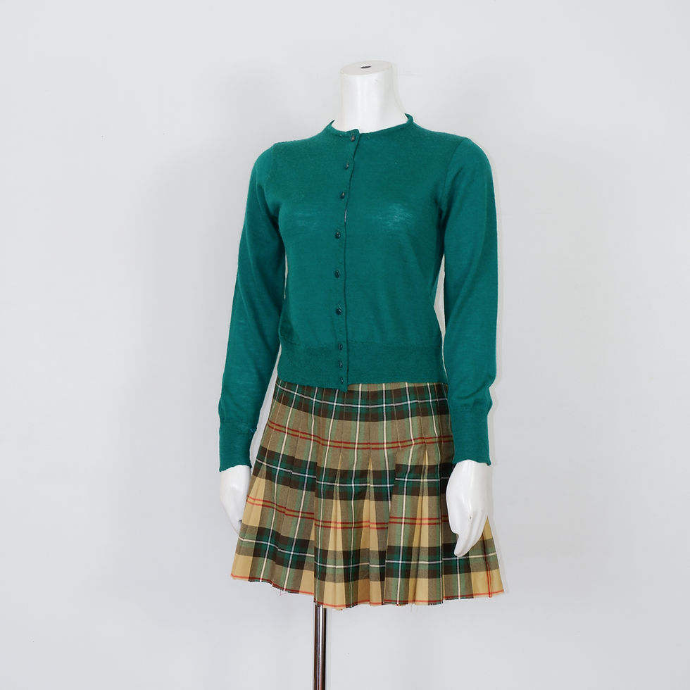 1950s Green Wool Cardigan - Small Button Up Sweater by Holiday Petite