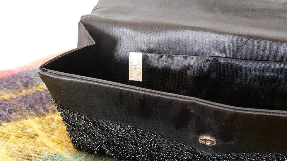 Thumbnail: 1960s Black Beaded Clutch - Starburst Beads