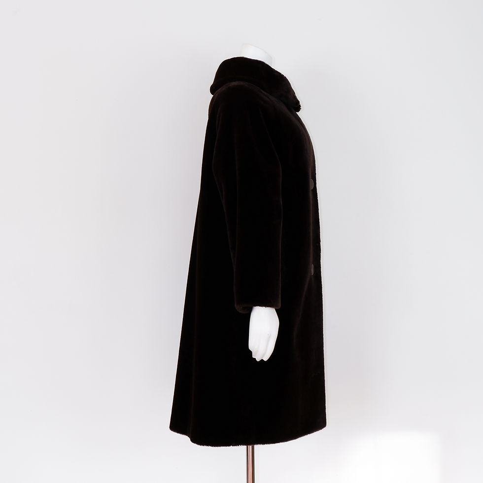 Thumbnail: 1960s Faux Fur Coat - Large Seline Button Up Plush Jacket
