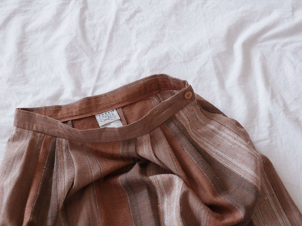 Thumbnail: Vintage 1970s Brown Striped Midi Skirt By Koret