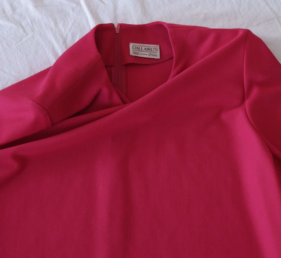 Thumbnail: Vintage Pink Knit Mod Mini Dress with Black Trim by D'Allairds