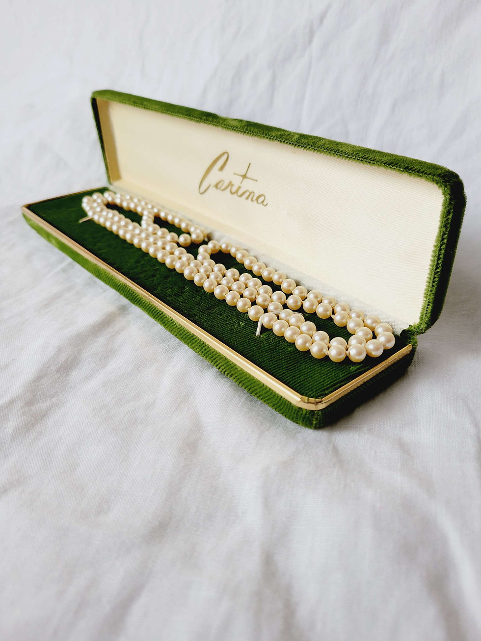 1970s Corina Faux Pearl Necklace with Original Box