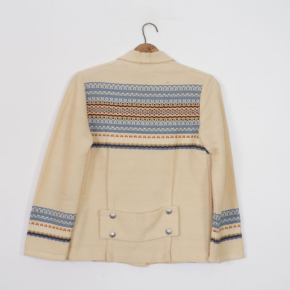 Thumbnail: Vintage Norwegian Wool Cardigan - Medium Cream Yellow Metal Button Sweater