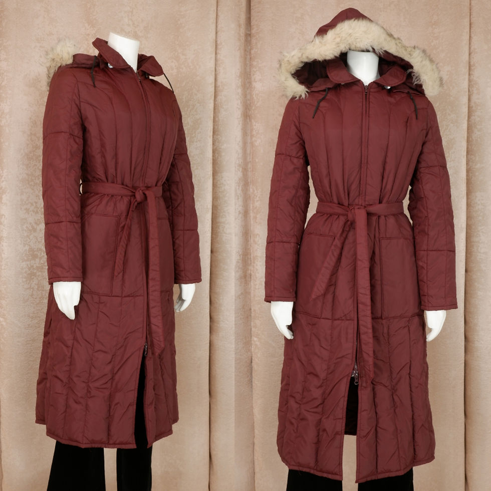 Vintage 1970s Purple Mid Length Puffer Jacket with Faux Fur Trim by Sears - M