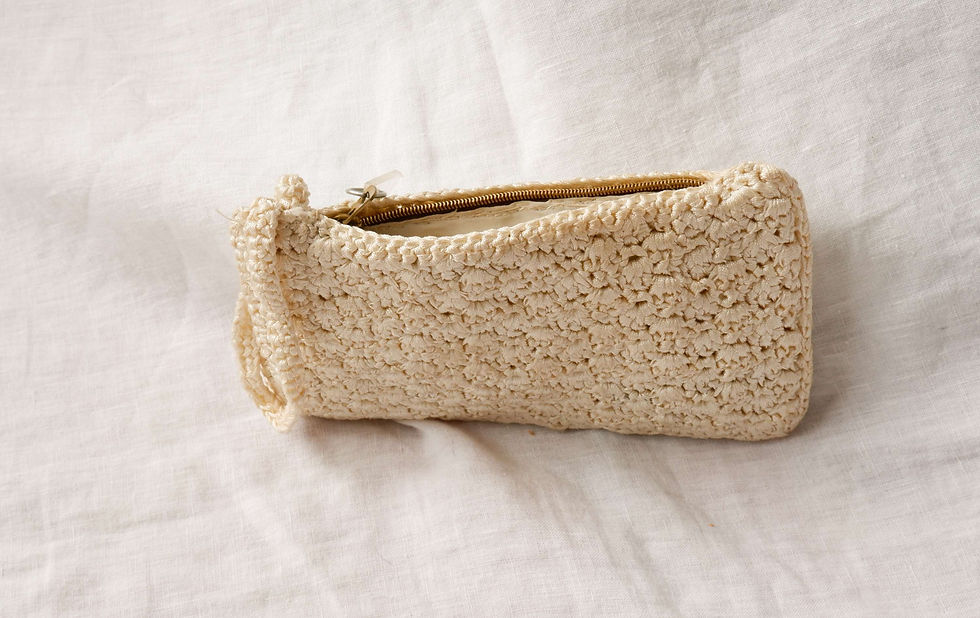 Thumbnail: Vintage 1950s / 1960s White Corded Hand Bag