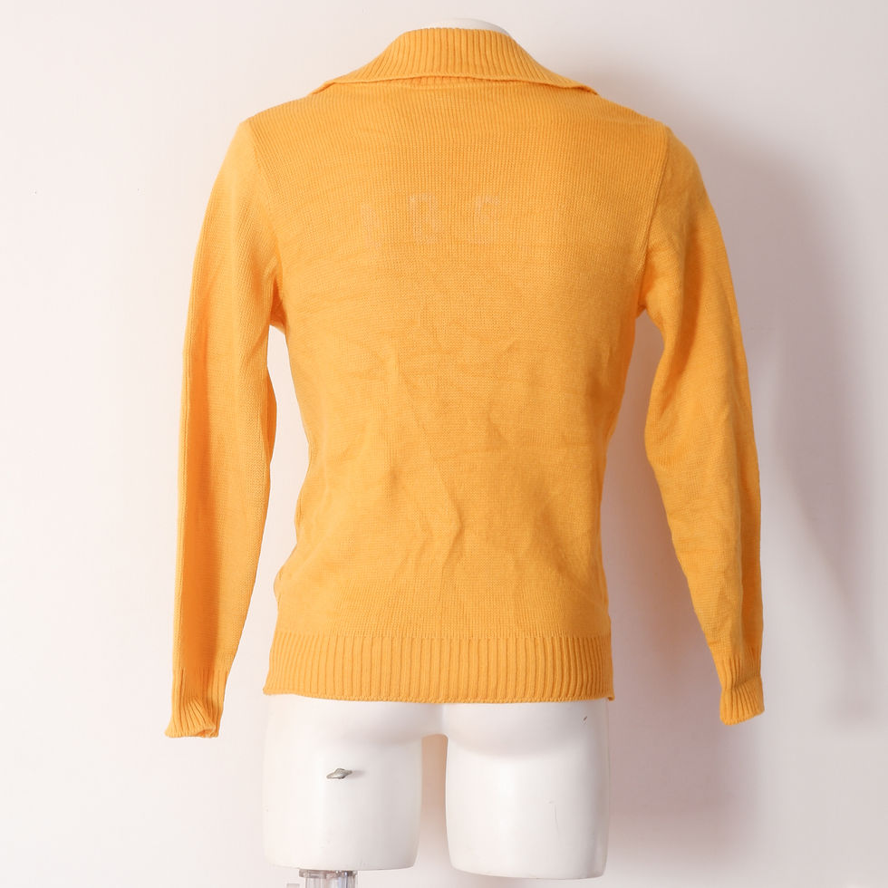 Thumbnail: 1960 Yellow and Black Curling Sweater - Medium Wool Button Up Sweater