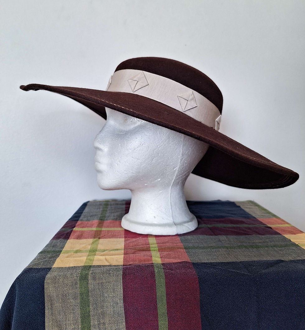 1970s Brown Wide Brimmed Hat / Vintage Miss Eleanor Western Hat