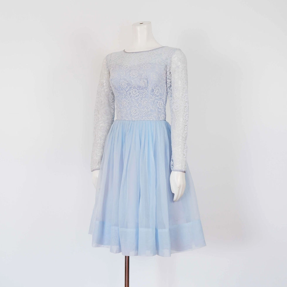 1960s Blue Lace Dress - X-Small / Small, Long Sleeve by Jody New York