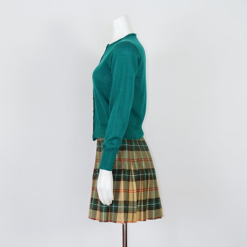 Thumbnail: 1950s Green Wool Cardigan - Small Button Up Sweater by Holiday Petite