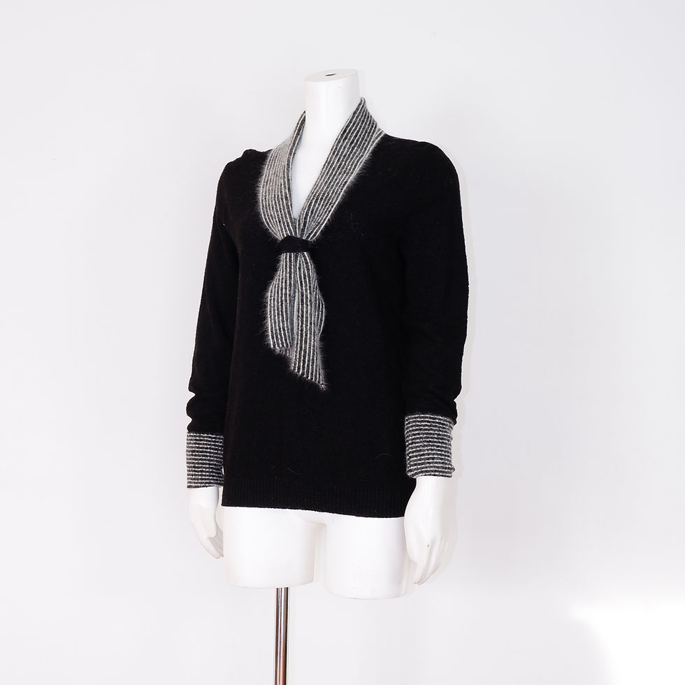 1970s Black Sweater - Medium Acrylic and Angora Blend Sweater by Parkhurst