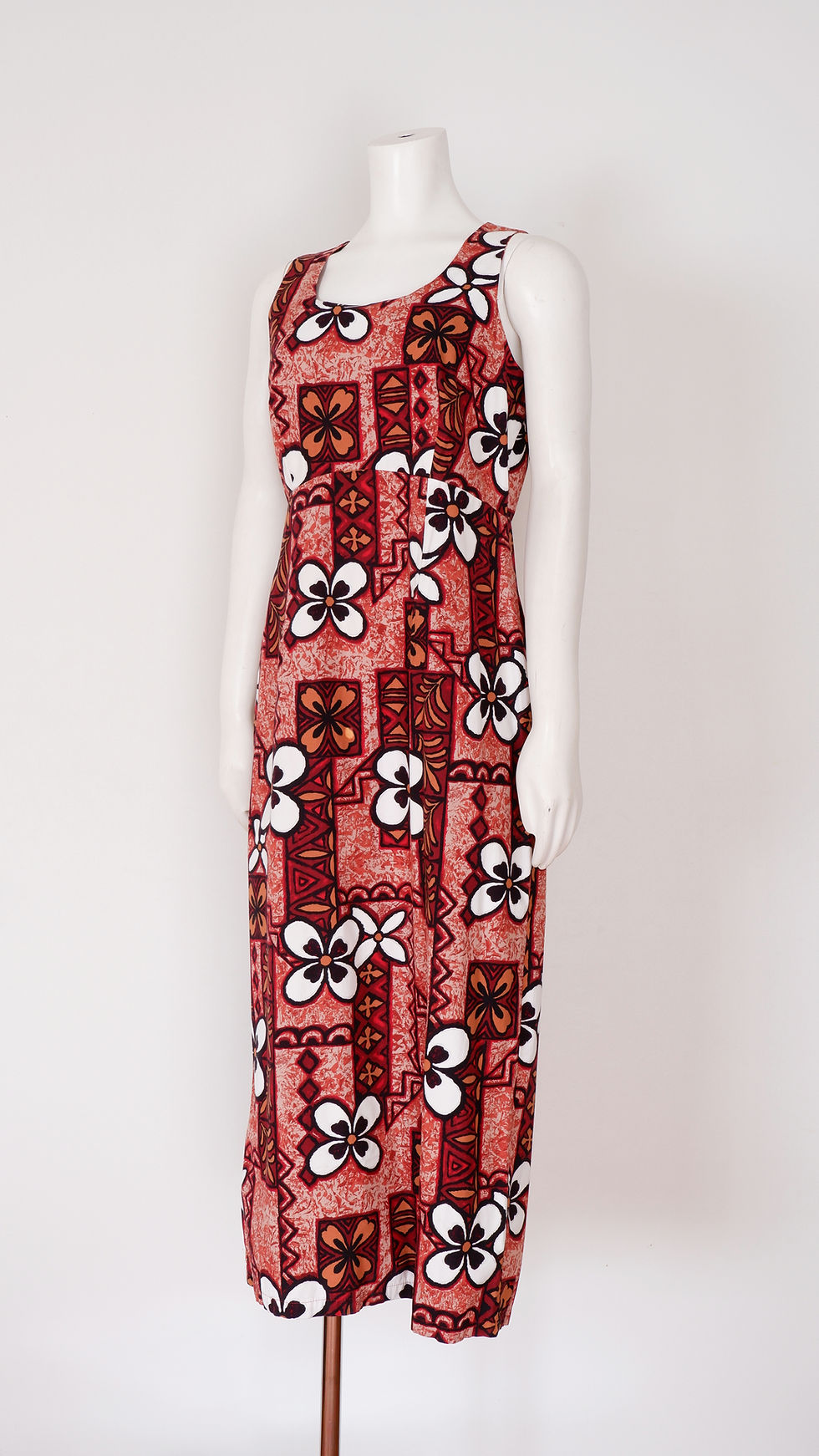Thumbnail: 1970s Brown Hawaiian Dress - Medium Hilo Hattie Hawaiian Floral Maxi Sundress