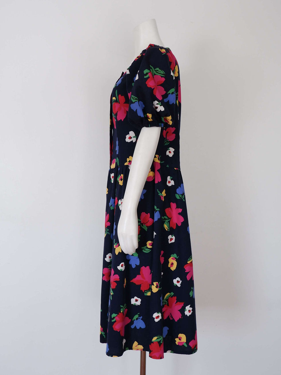 Thumbnail: Vintage Blue Floral Puff Sleeve Sun Dress by J.H. Cousins