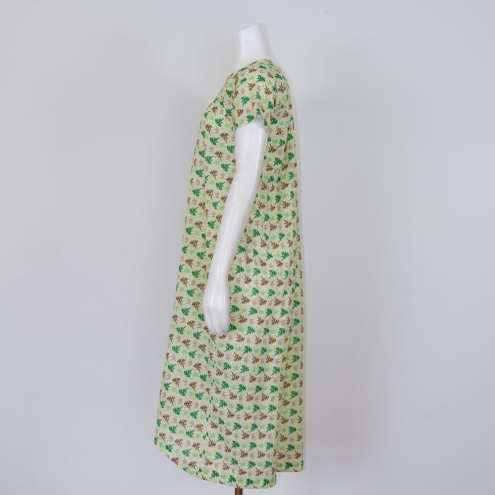 Thumbnail: 1950s Green Nightgown - Medium Button Down Short Sleeve Dress