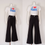 Thumbnail: 1970s Black Flare Pants - Small Wide Leg Trousers with Zippered Pockets