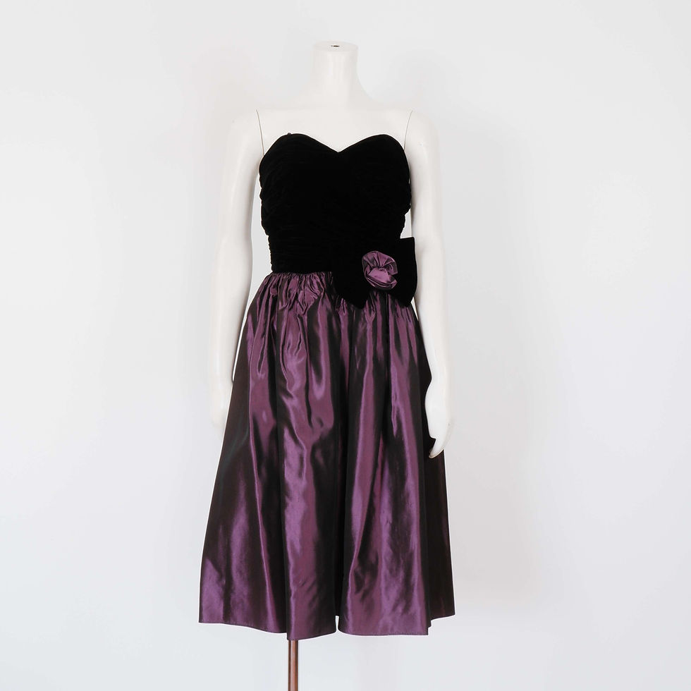 1990s Black and Purple Dress - X-Small / Small, Sleeveless with Bow