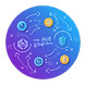 Crypto exchange icon with Bitcoin and Ethereum logos, representing cryptocurrency education and coaching.
