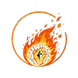 Fiery crypto icon with flames and diamond, representing intense crypto education and crypto coaching.