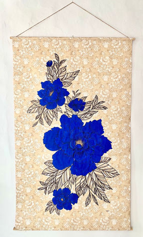 Peinture acrylique- Kakemono- art- peinture artistique- peinture fleur- art contemporain- art deco- décoration florale- peinture florale- peinture originale- papier peint ancien- tapisserie vintage- tableau- cadre- toile- mdd décoration- Madame De Dodin- artiste
