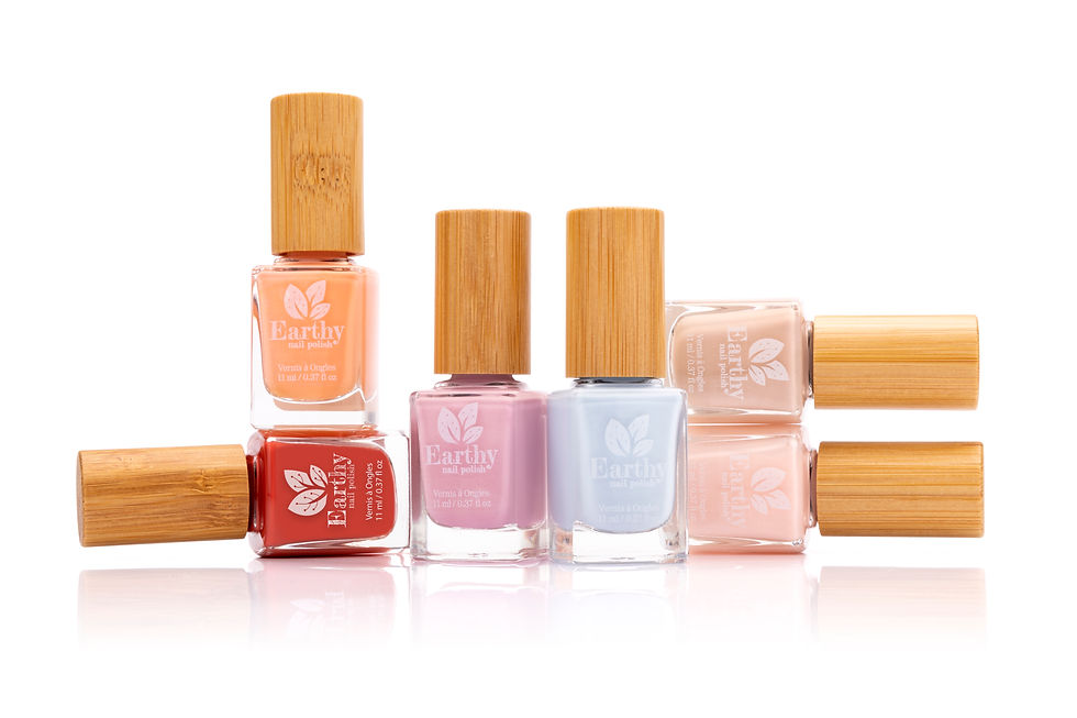 Earthy nail polishes displayed
