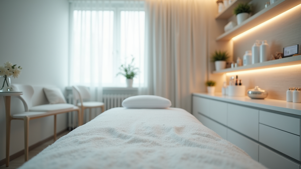Eye-level view of a modern skincare clinic treatment room