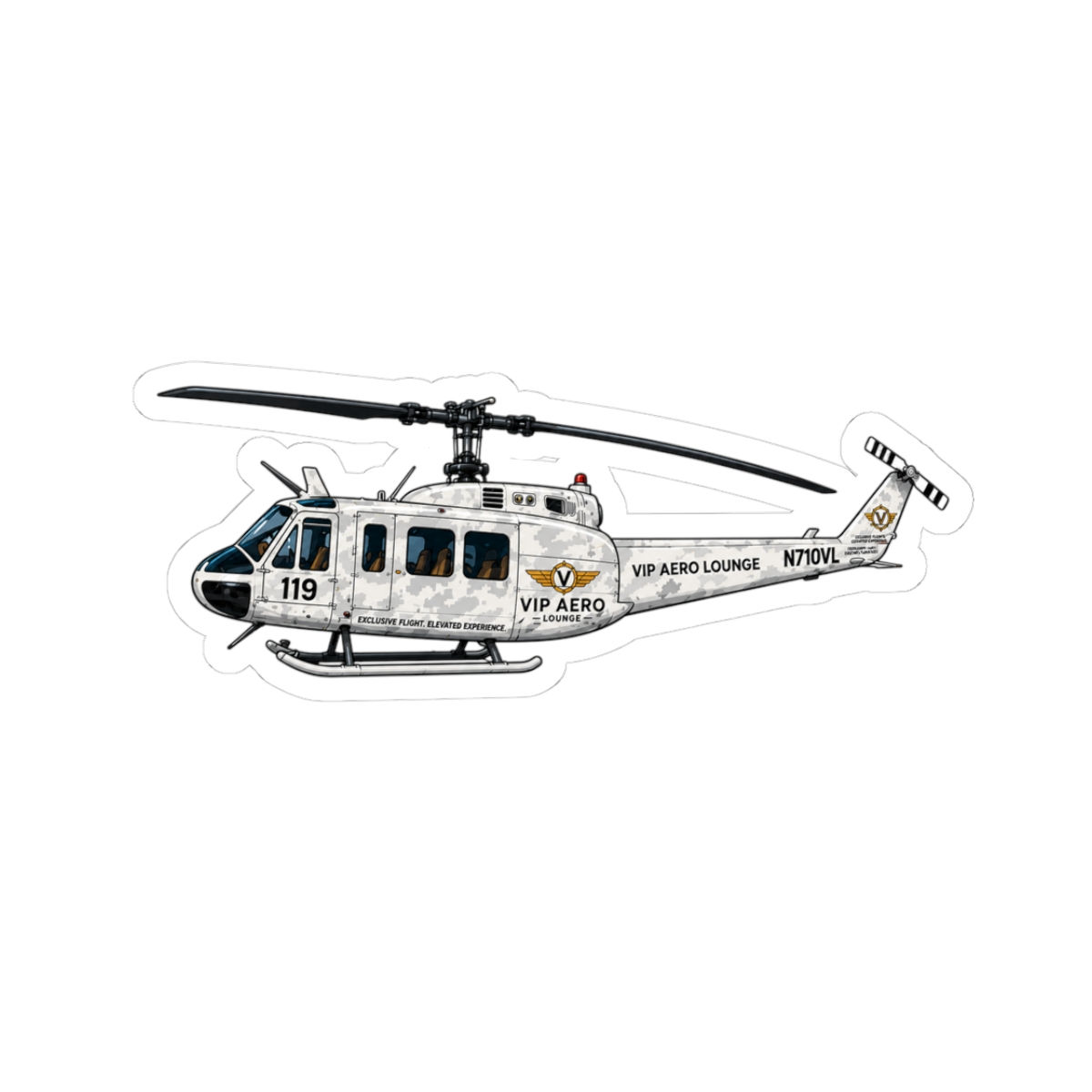 VIP Huey Helicopter Sticker