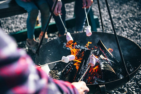 Toasting marshallows by the fire