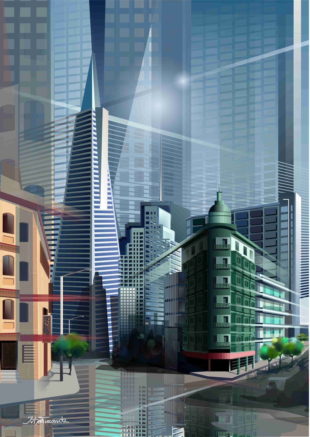 "Transamerica Pyramid SFO" Series. Kearny St. & Columbus Ave