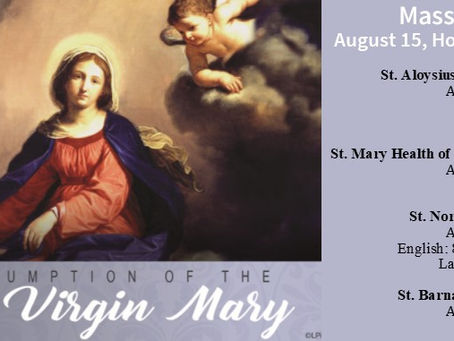 August 15th: Holy Day of Obligation