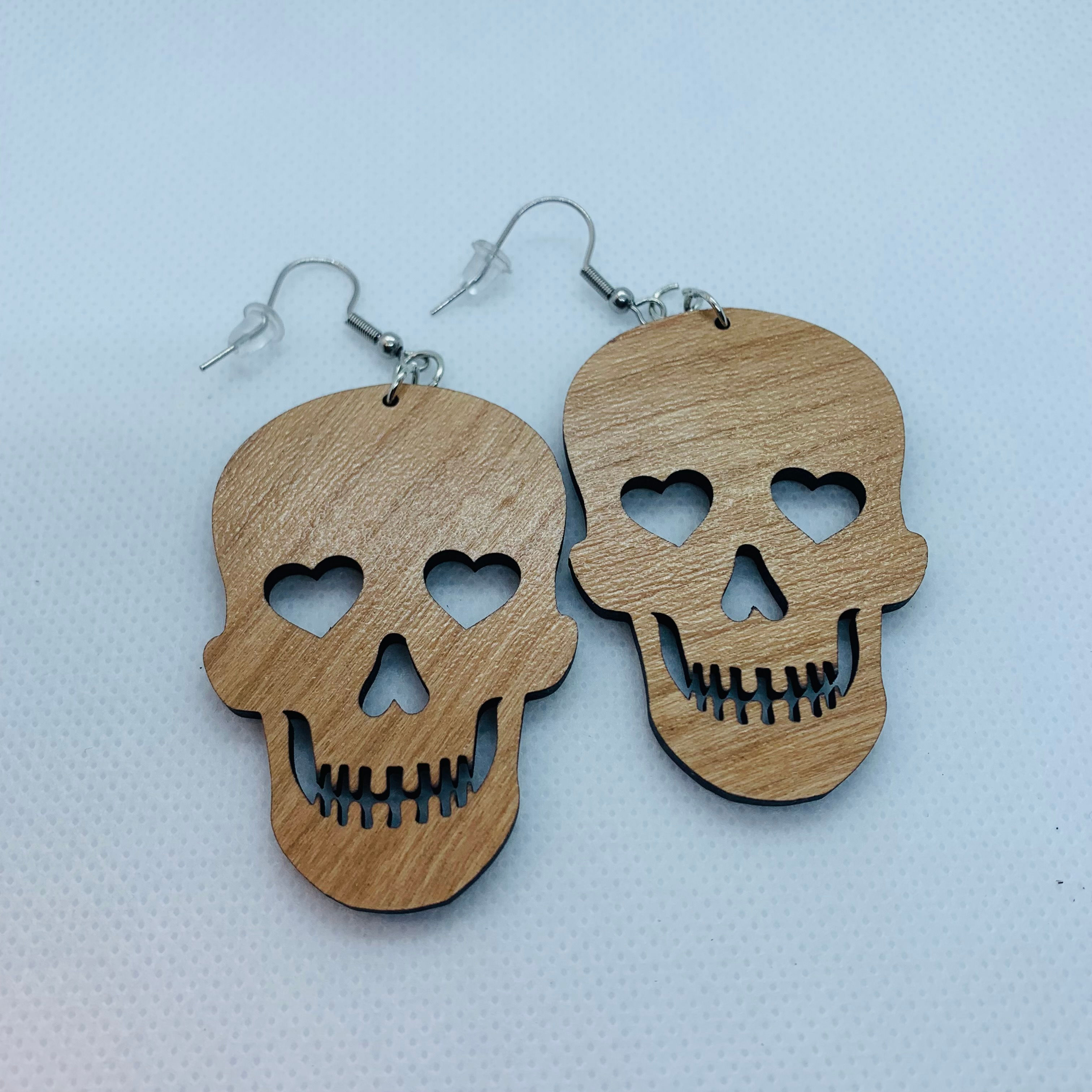 Skull Heart Eye Laser Cut Earrings