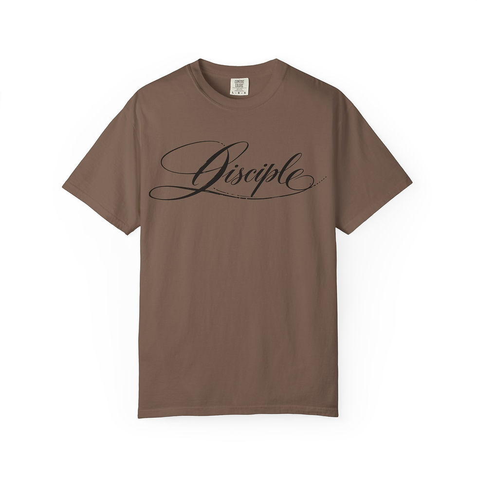 Thumbnail: Disciple Script T-shirt | Christian Faith Typography, Back Verse Statement