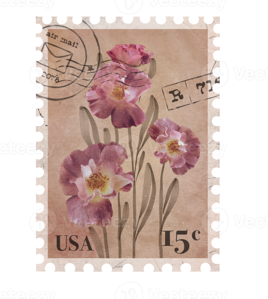 floral-vintage-postage-stamp-retro-printable-post-stamp-with-flowers-of-roses-aesthetic-cu