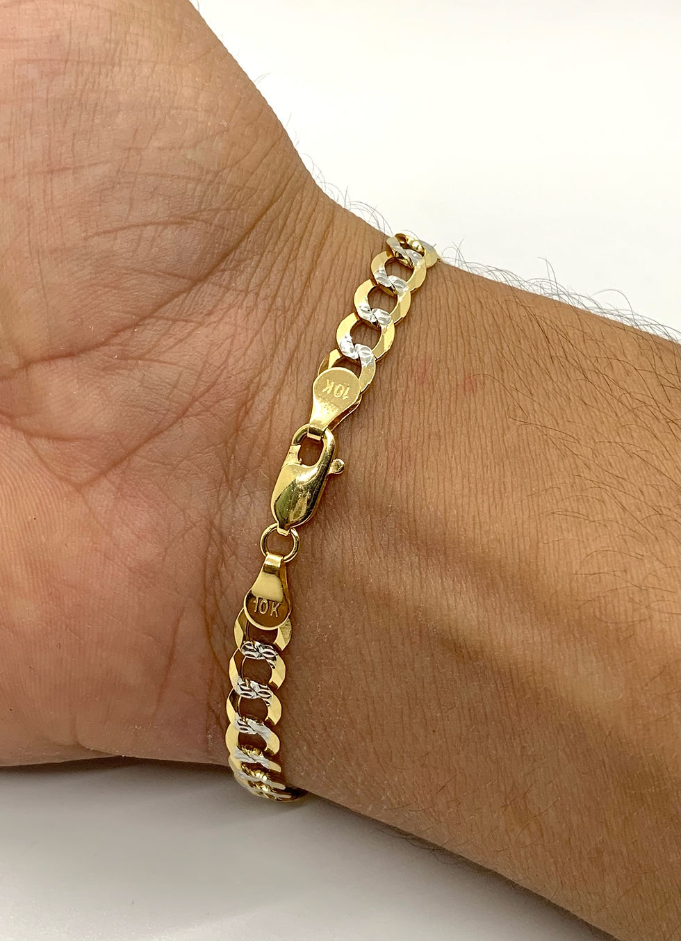 10K Two Tone Cuban Curb Bracelet (5.7MM x 8”)