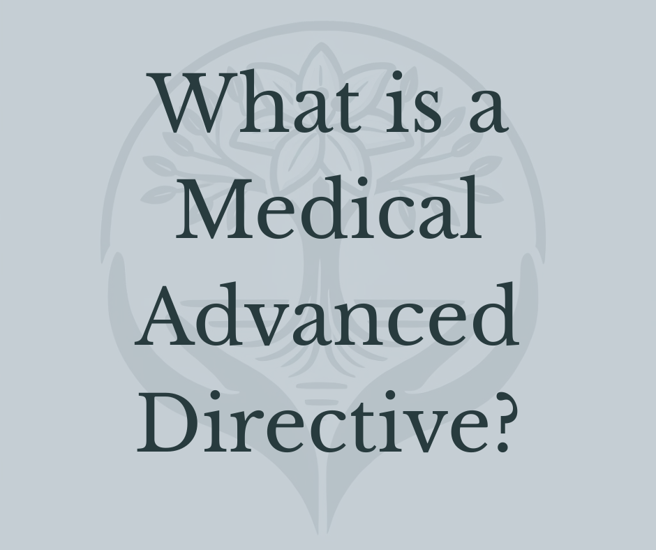 Intro post to a series on Healthcare Advanced Directives. A dog ends with "Follow-us to learn more"