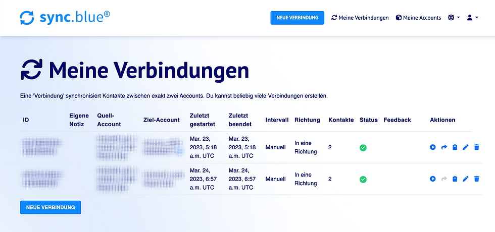 Neue Verbindung pro Mitarbeiter